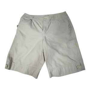 St. John's Bay Women's Beige Cotton Buttoned‎ Cargo Bermuda Shorts Size 10